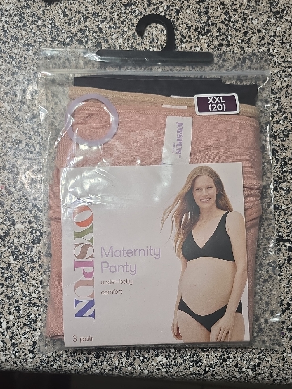 Maternity Panty 3-Pack — Blush Pink & Black, XXL